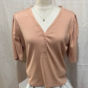 White House Black Market V-Neck Stretchy top- Peach